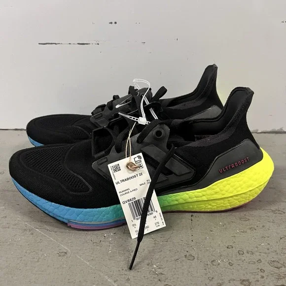 Adidas‎ UltraBoost 22 Men's Black Blue Yellow Green Running Shoes GV8829 Size 10 - Picture 3 of 8